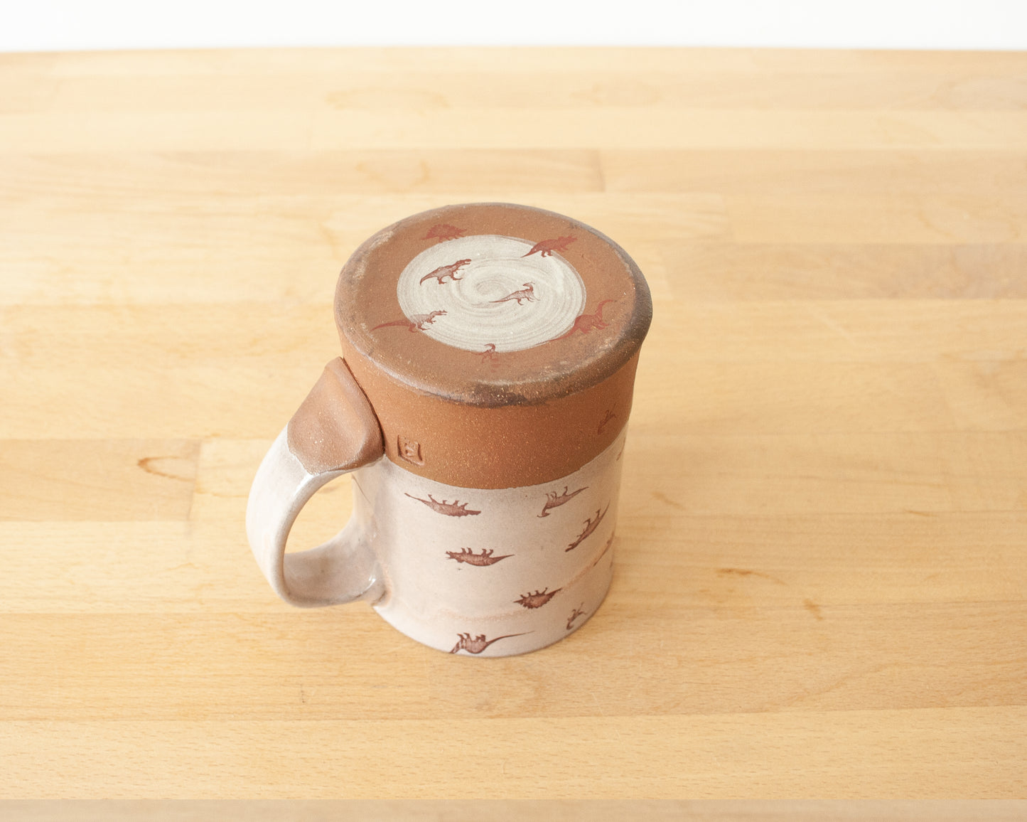 Mug with Little Dino Pattern - pale pink