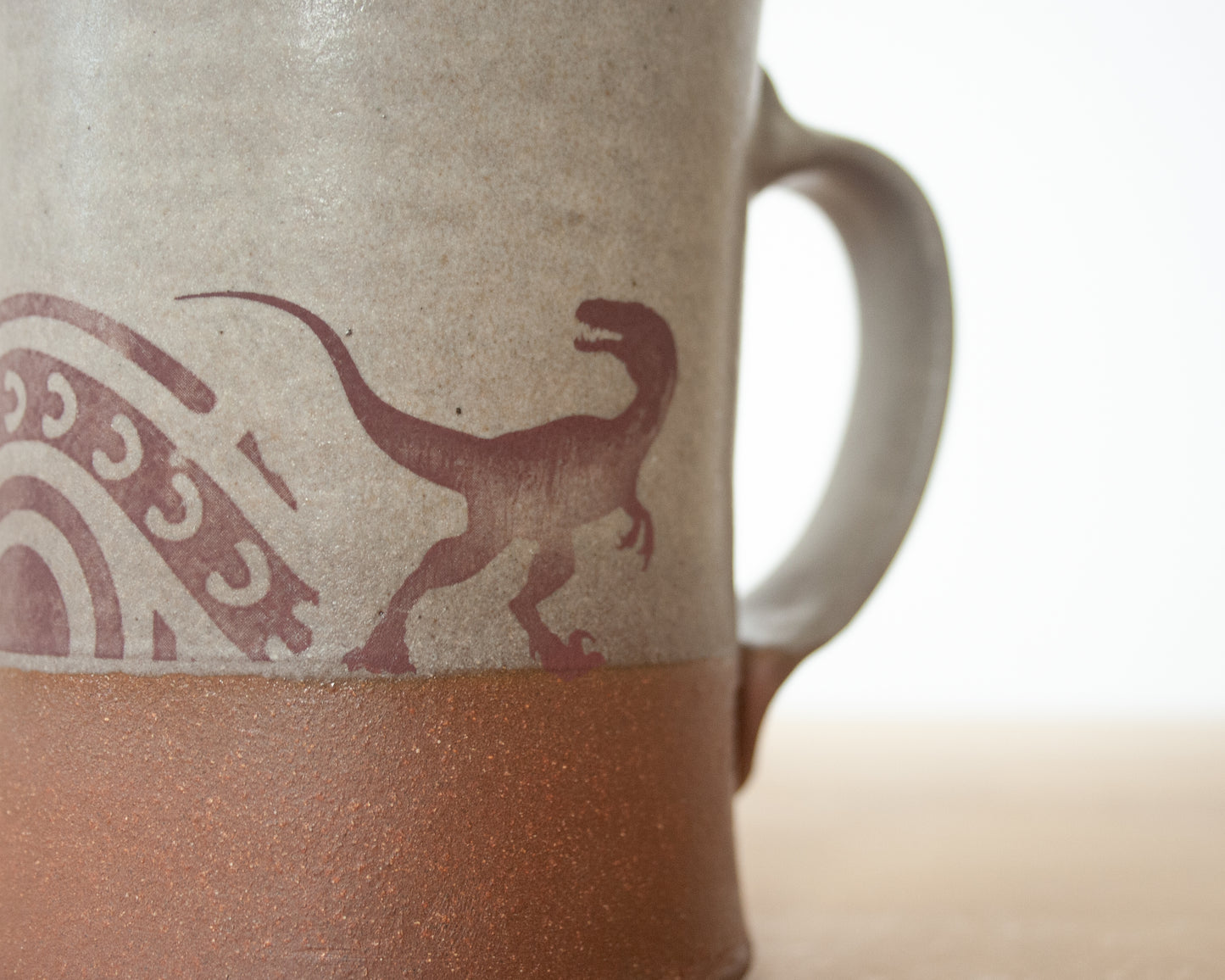 Velociraptor Mug with pattern- matte grey