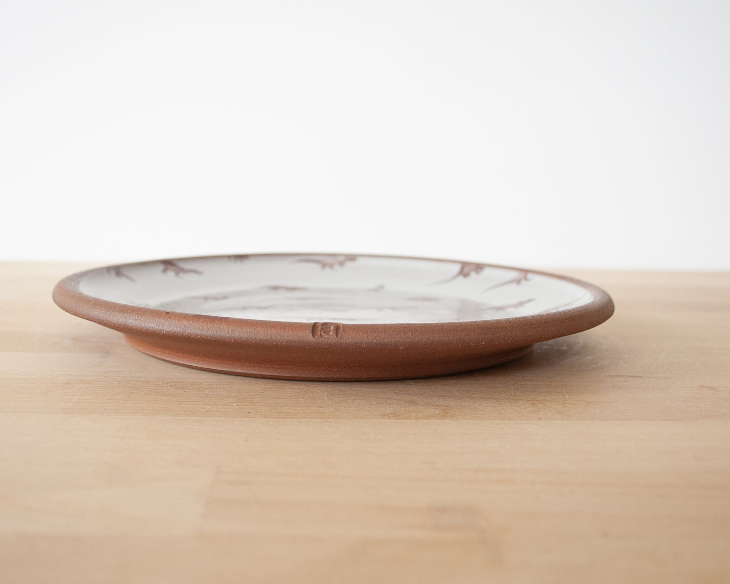 Side Plate with small dinosaurs - white