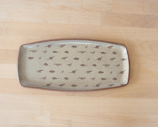 Dino Pattern medium Rectangle Plate - yellow