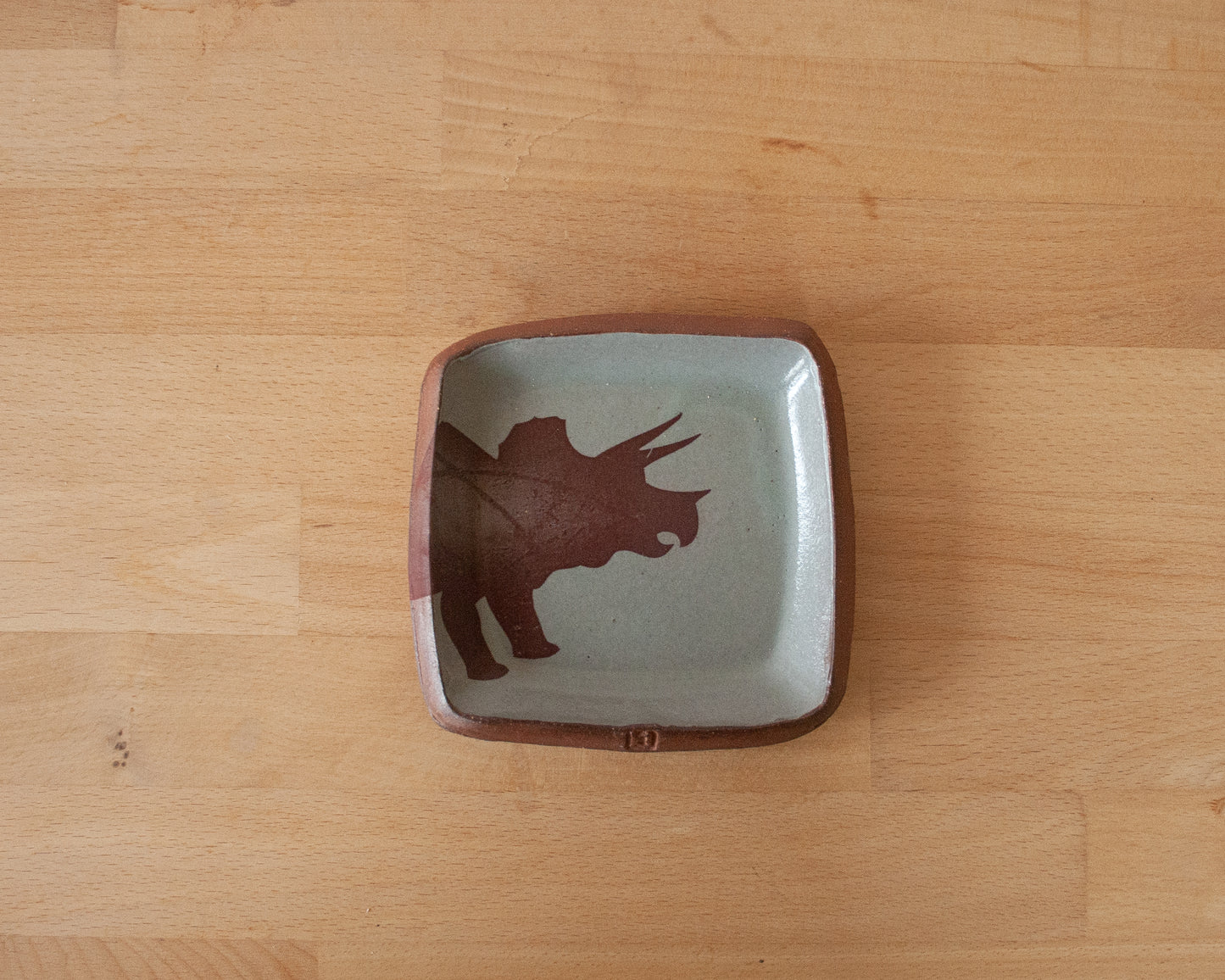 Triceratops Small Squared Dish - blue