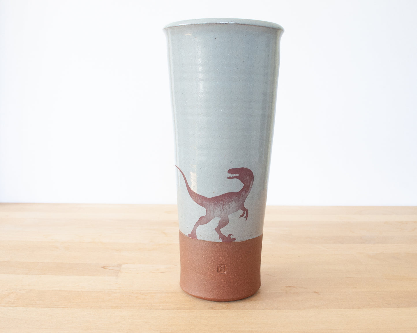 Velociraptor Oval Vase - blue