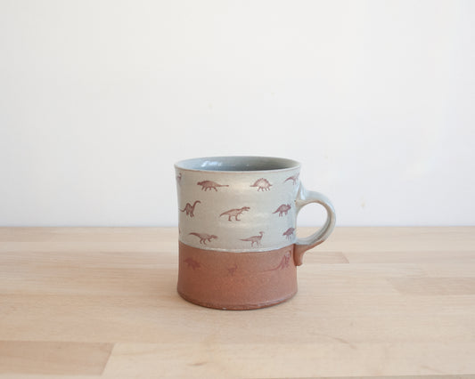 Americano Mug with small dinosaurs - blue