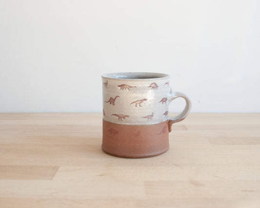 Americano Mug with small dinosaurs- white