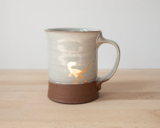 Gold Velociraptor Mug - white