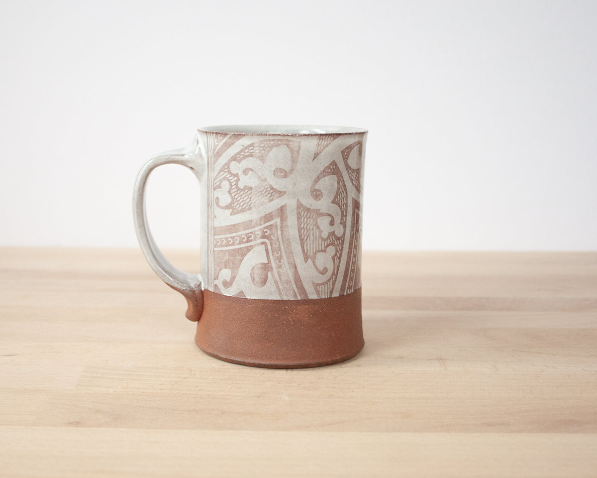 Triceratops Mug with pattern - white