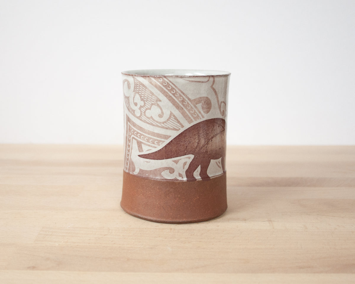 Triceratops Mug with pattern - white