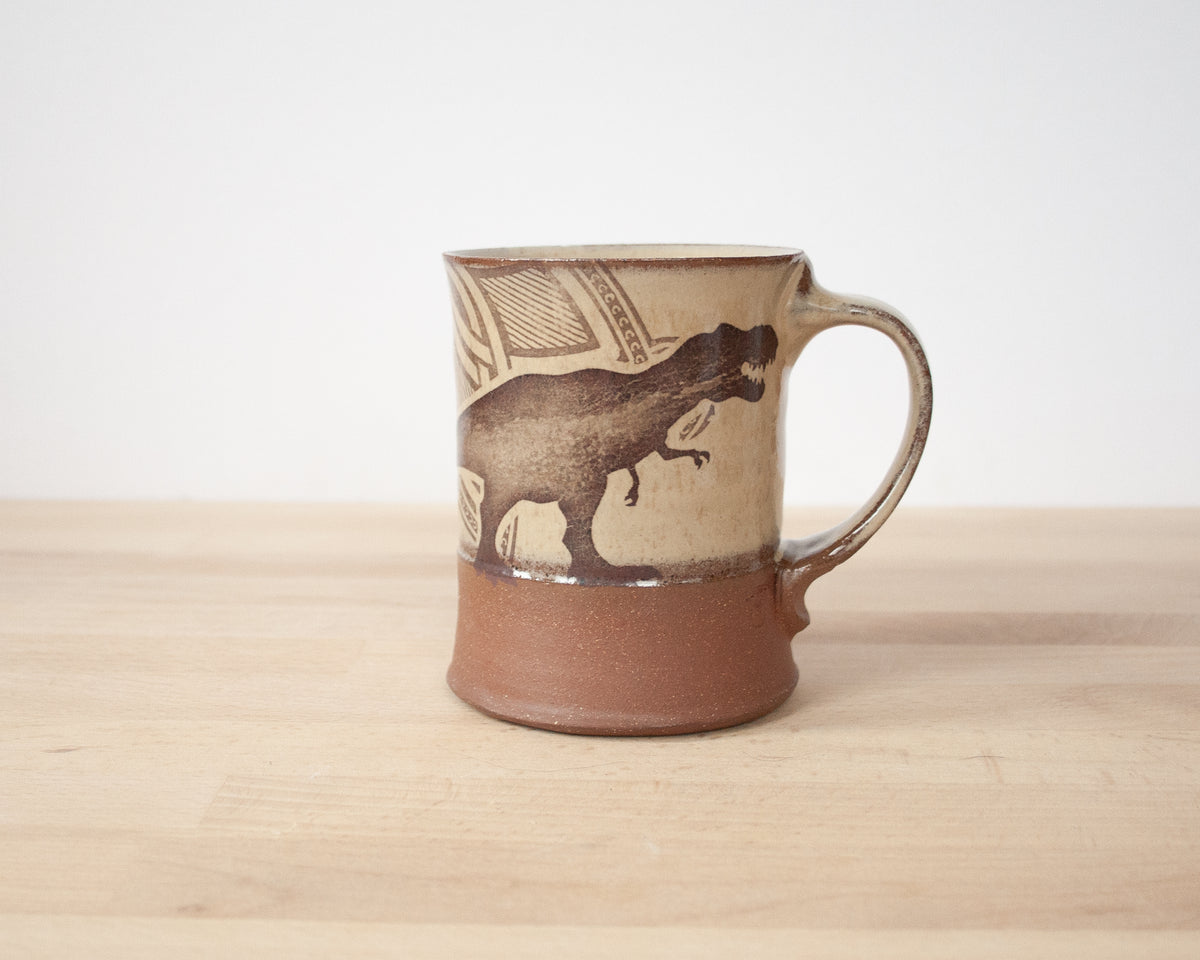 T-Rex Mug with pattern - yellow