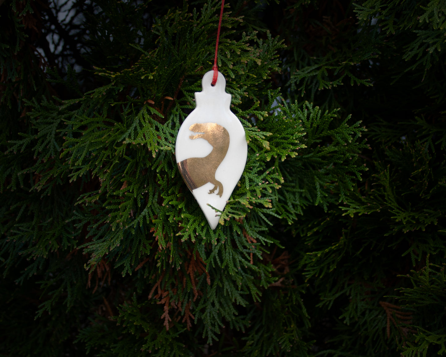 Gold Velociraptor Ornament
