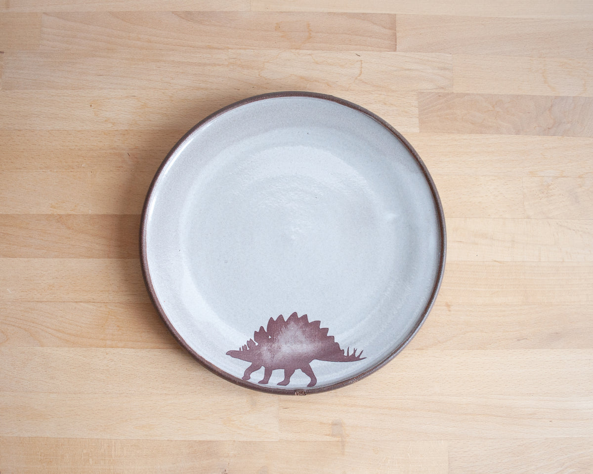 Stegosaurus Dinner Plate - white