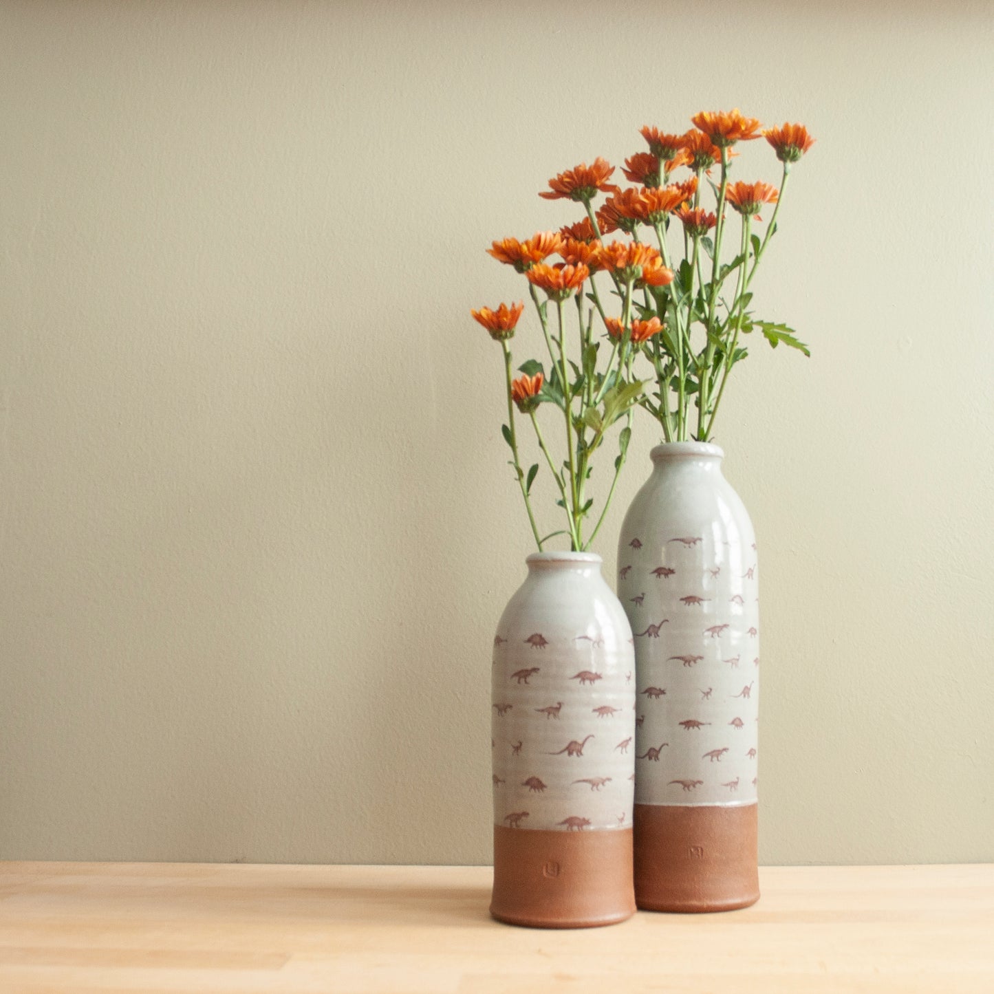 Vase with Dino Pattern, Large - white