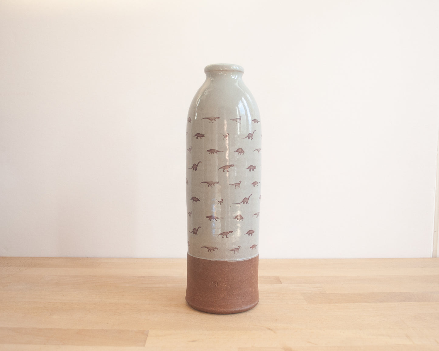 Vase with Dino Pattern, Large - blue