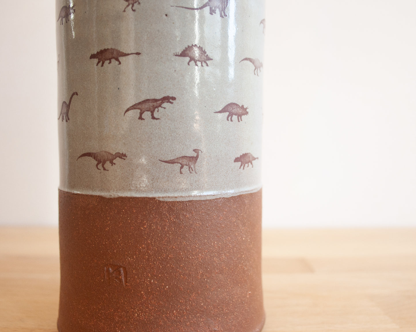 Vase with Dino Pattern, Large - blue