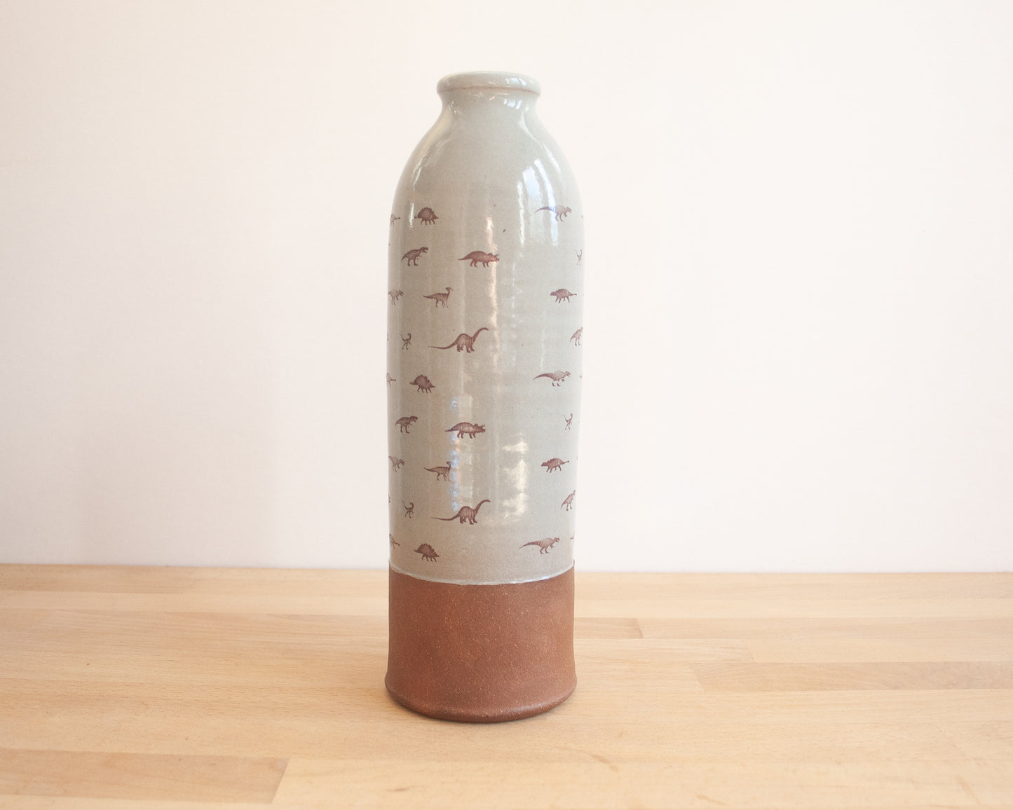 Vase with Dino Pattern, Large - blue