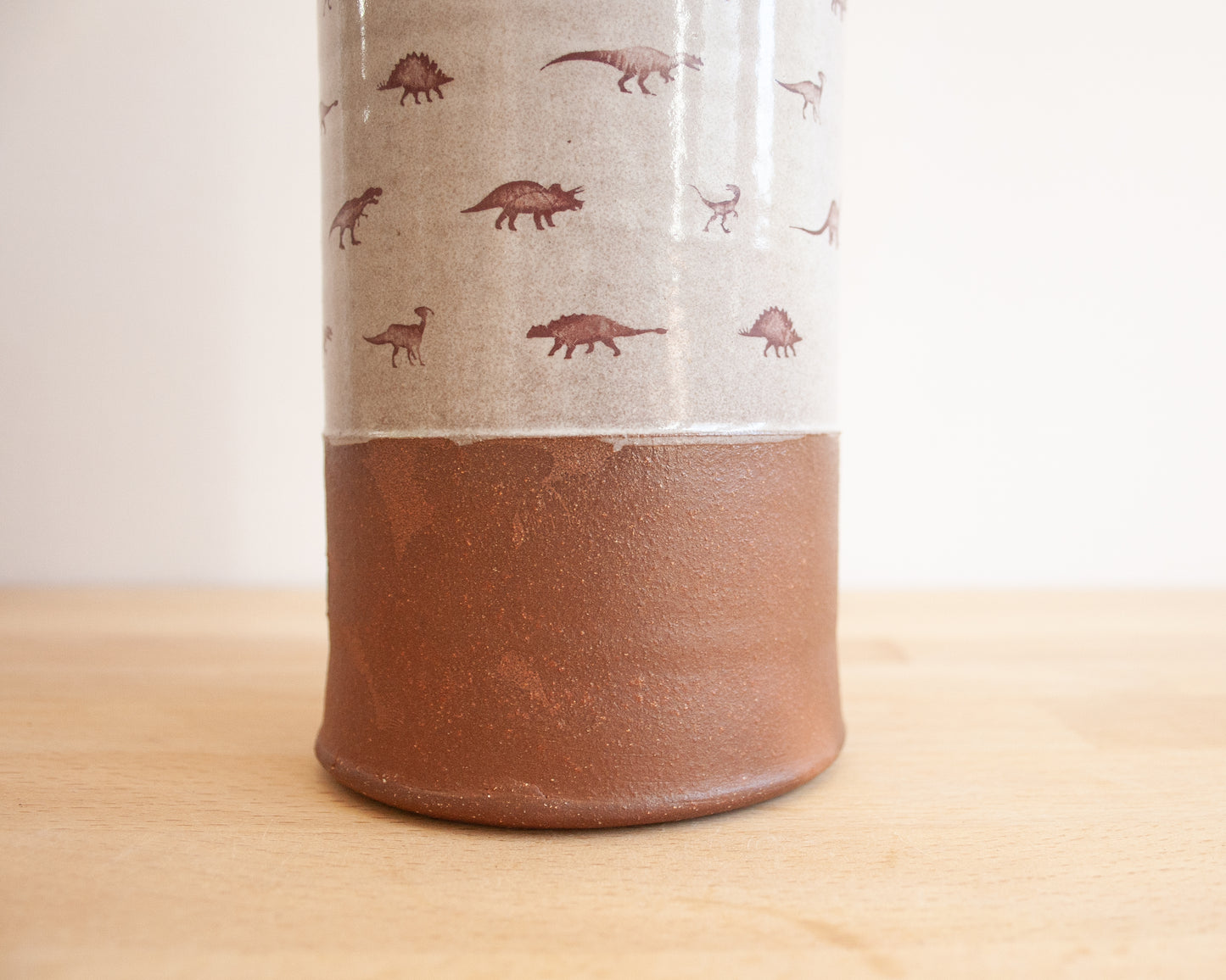 Vase with Dino Pattern, Large - white