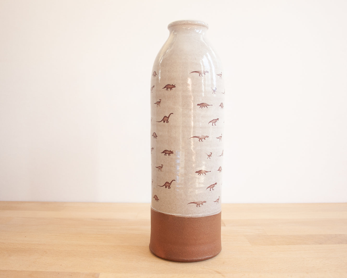 Vase with Dino Pattern, Large - white