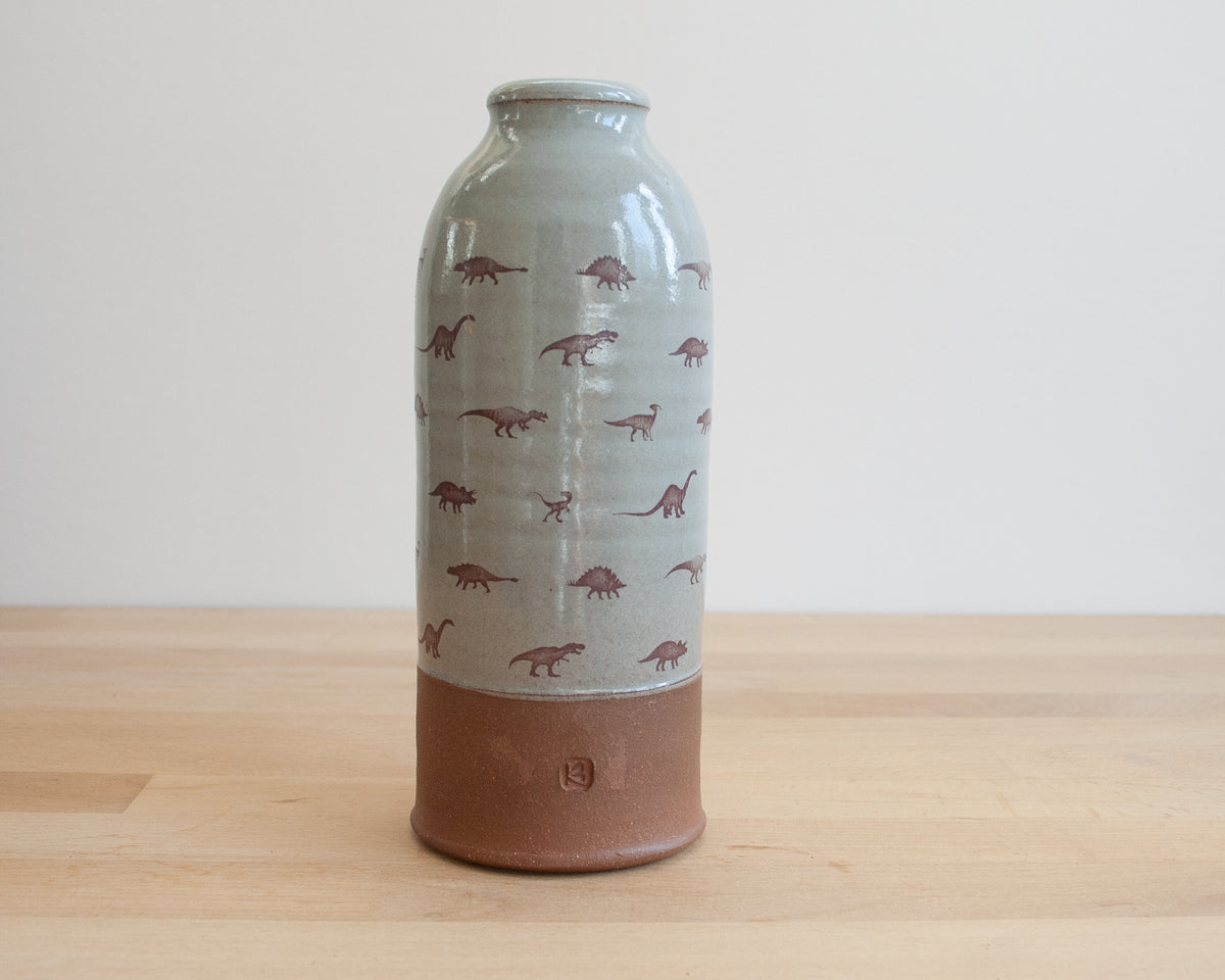 Vase with Little Dinosaurs - blue
