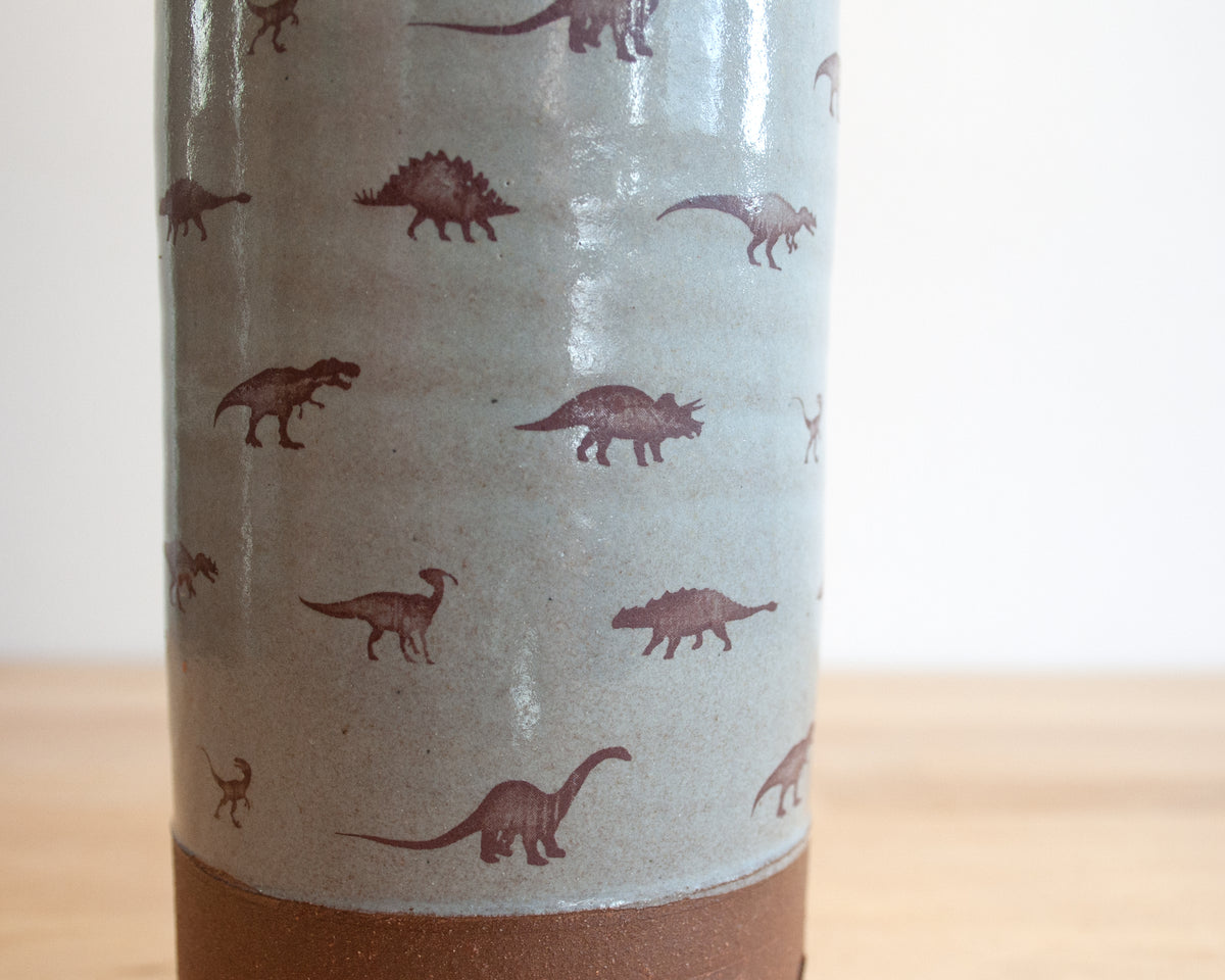 Vase with Little Dinosaurs - blue