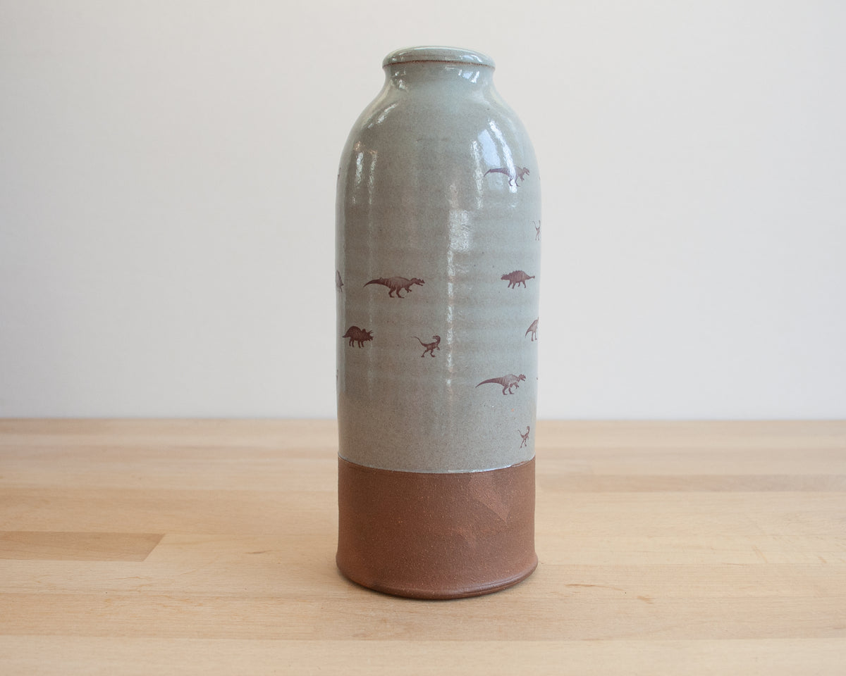 Vase with Little Dinosaurs - blue
