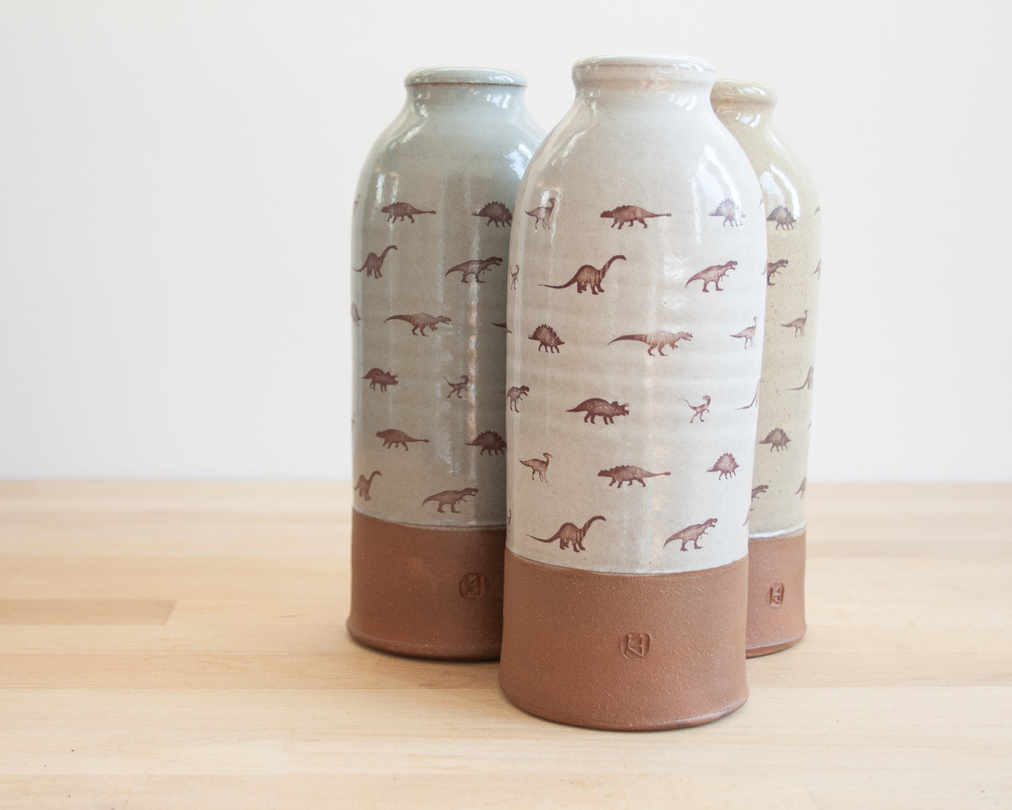 Vase with Little Dinosaurs - yellow