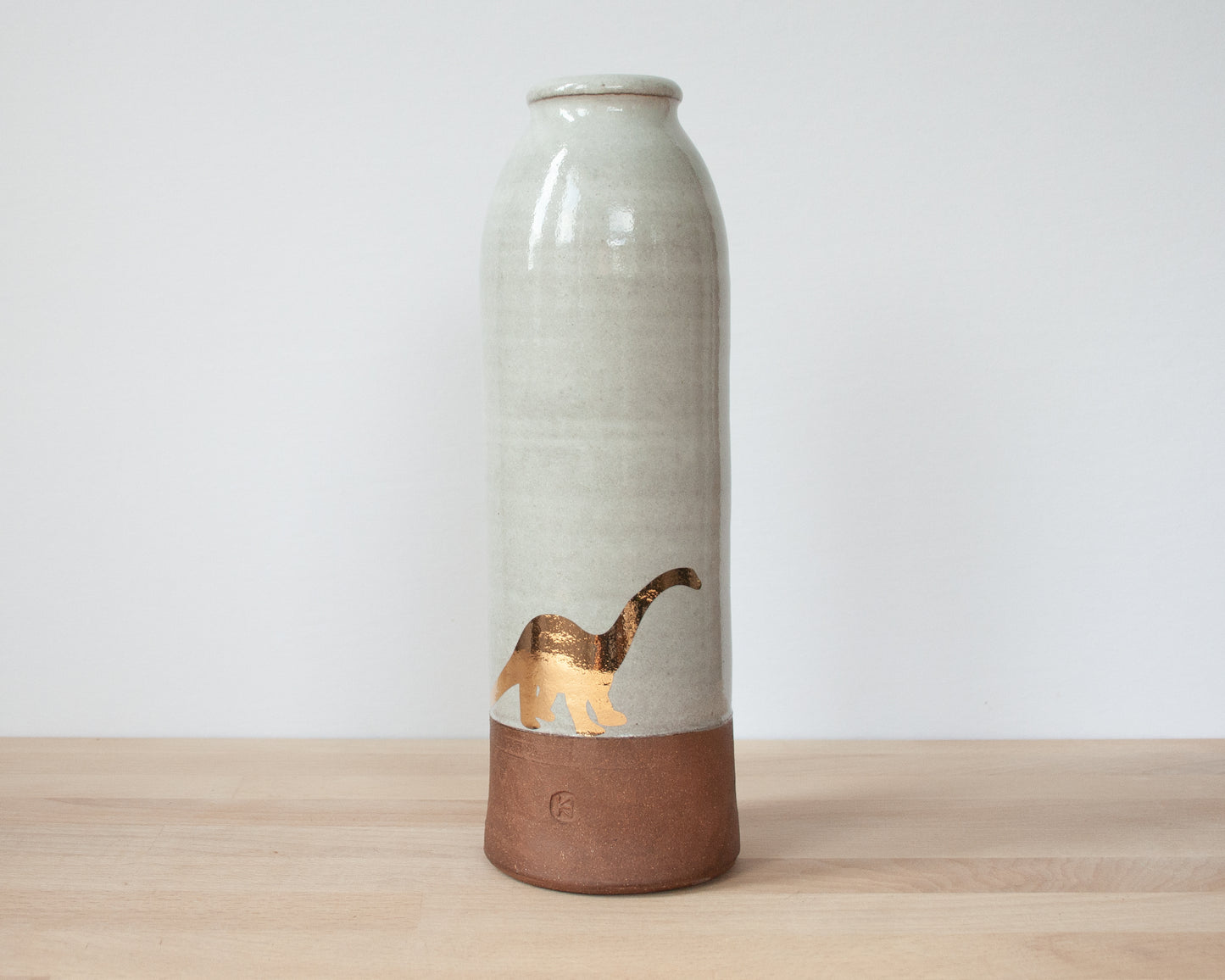 Gold Diplodocus Vase - large