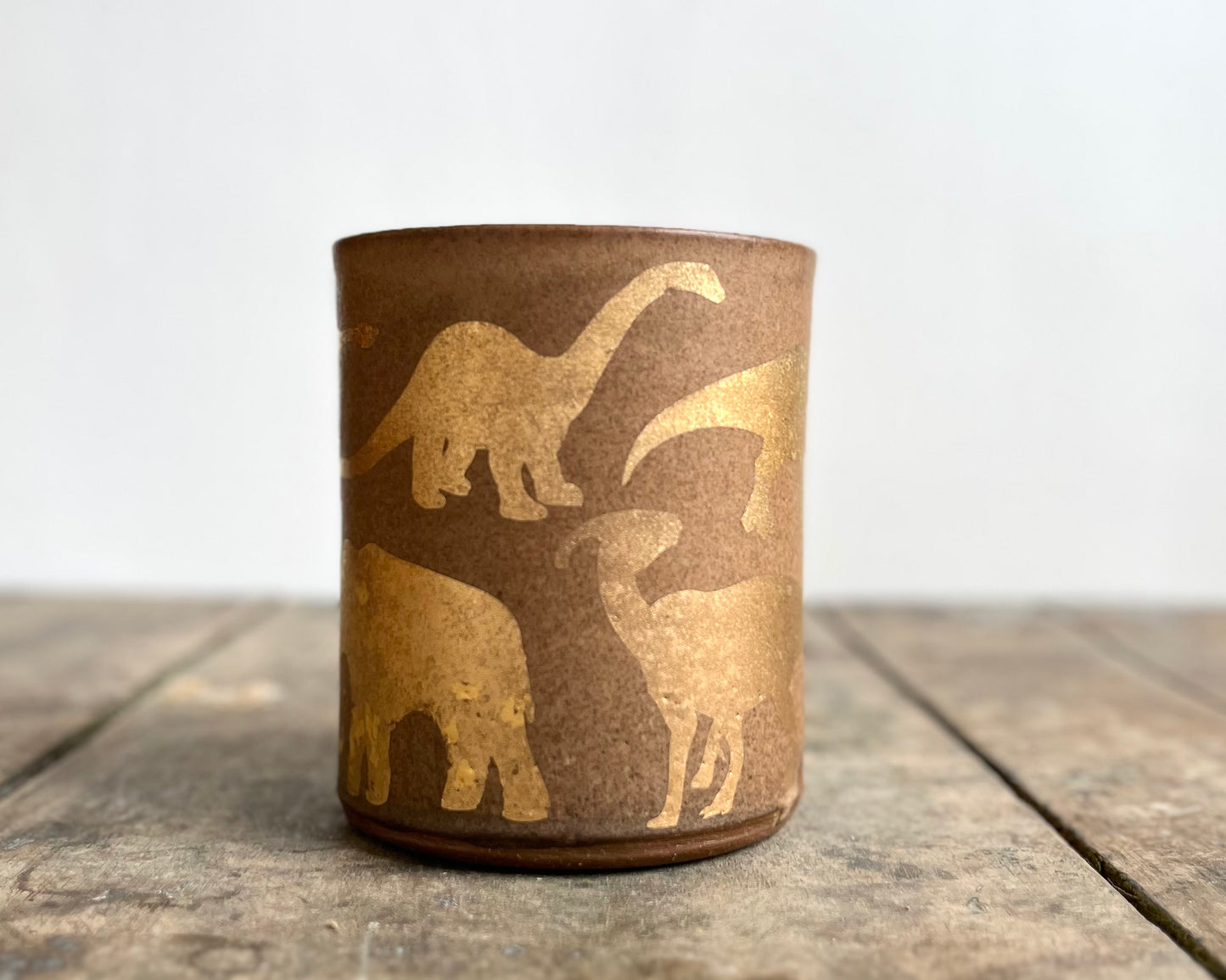 Gold Dinosaur Mug - Matte Brown