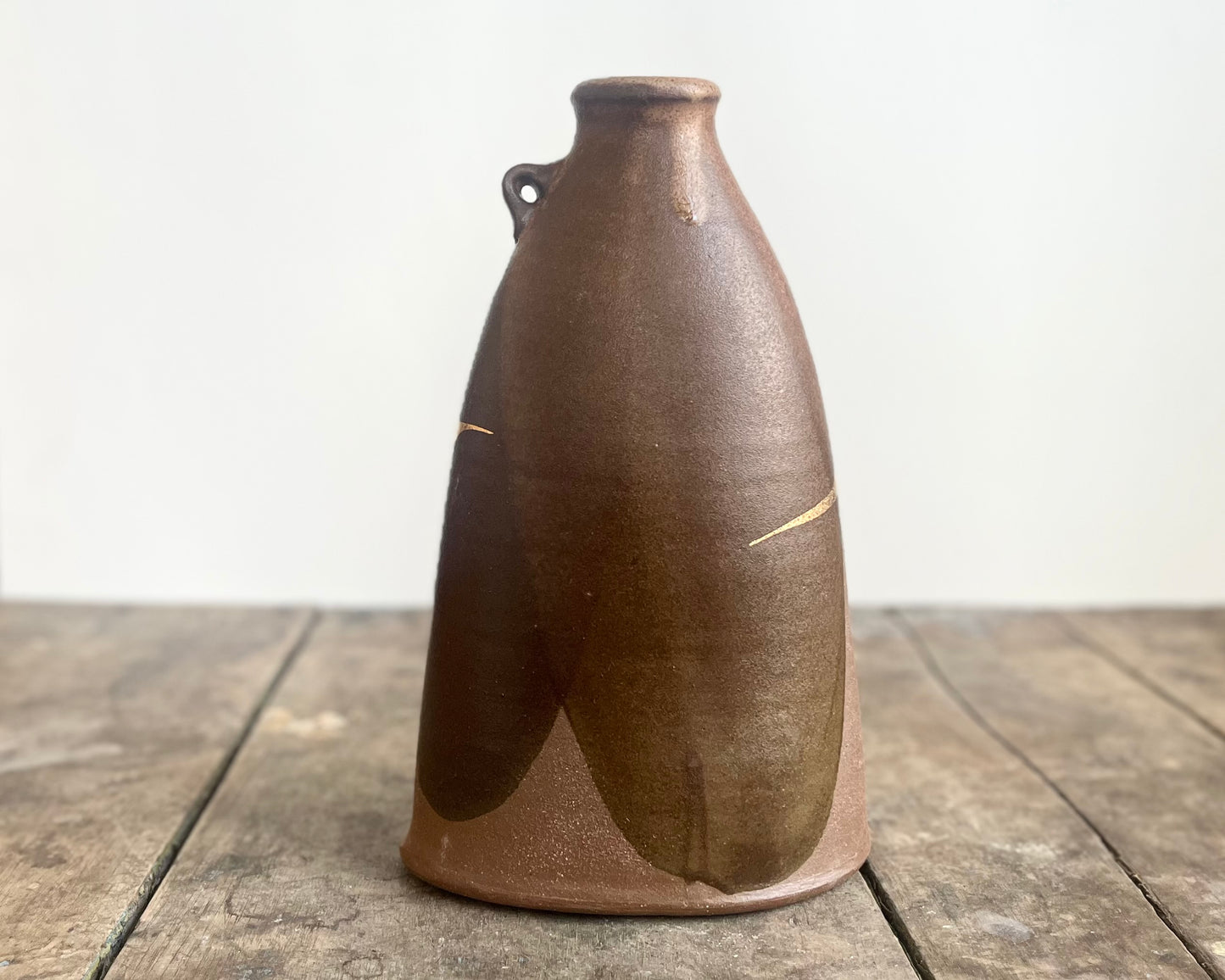 Flattened Vase with Gold Dinosaurs