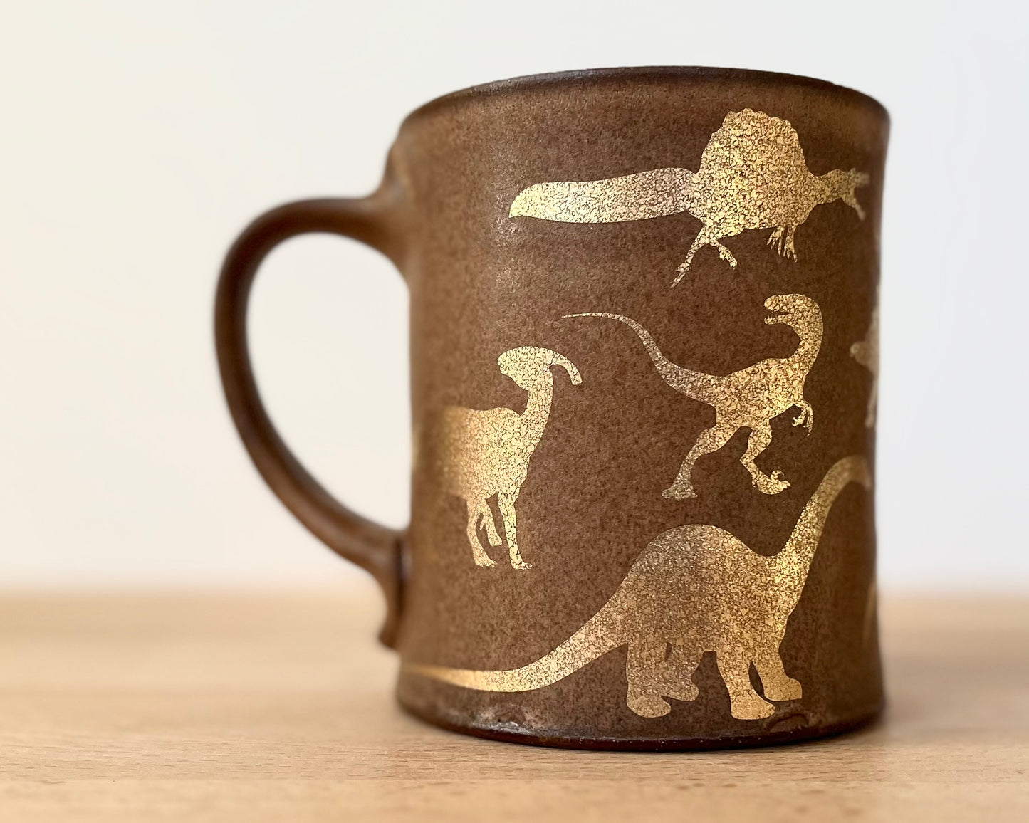 Gold Dinosaur Mug - Matte Brown