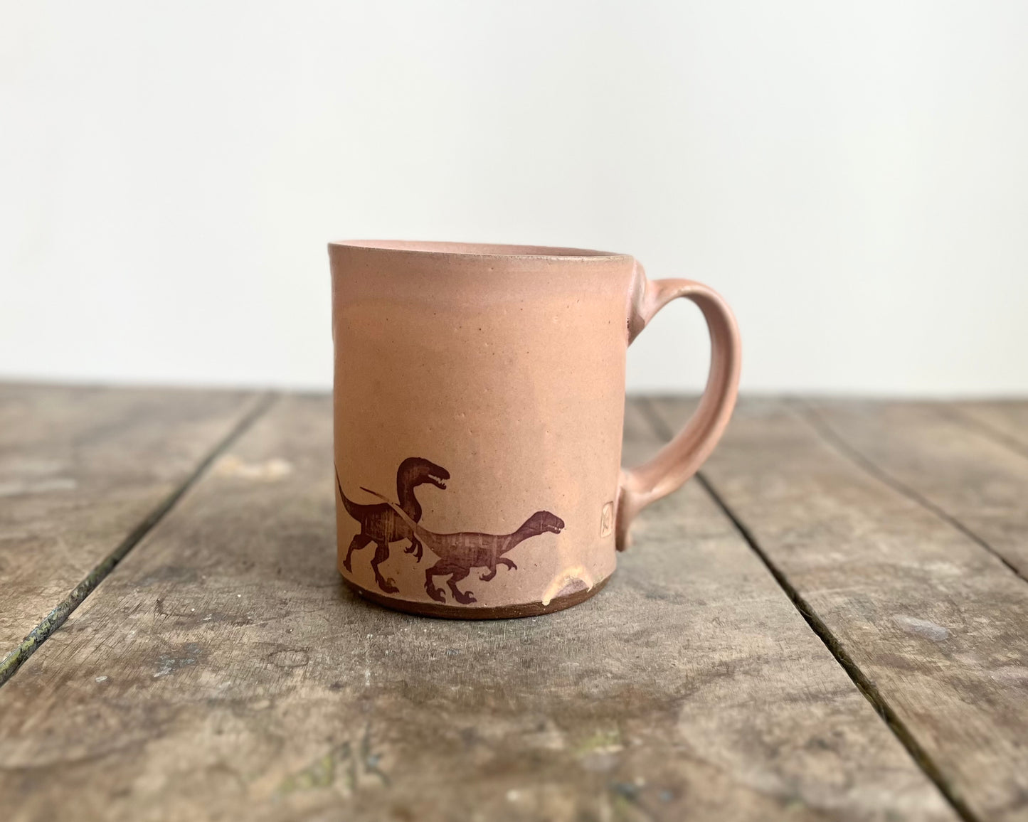 Velociraptor Pack Mug - matte pink