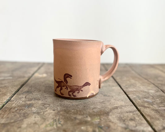 Velociraptor Pack Mug - matte pink