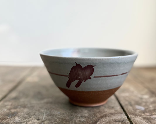 Birds on a wire Bowl - blue