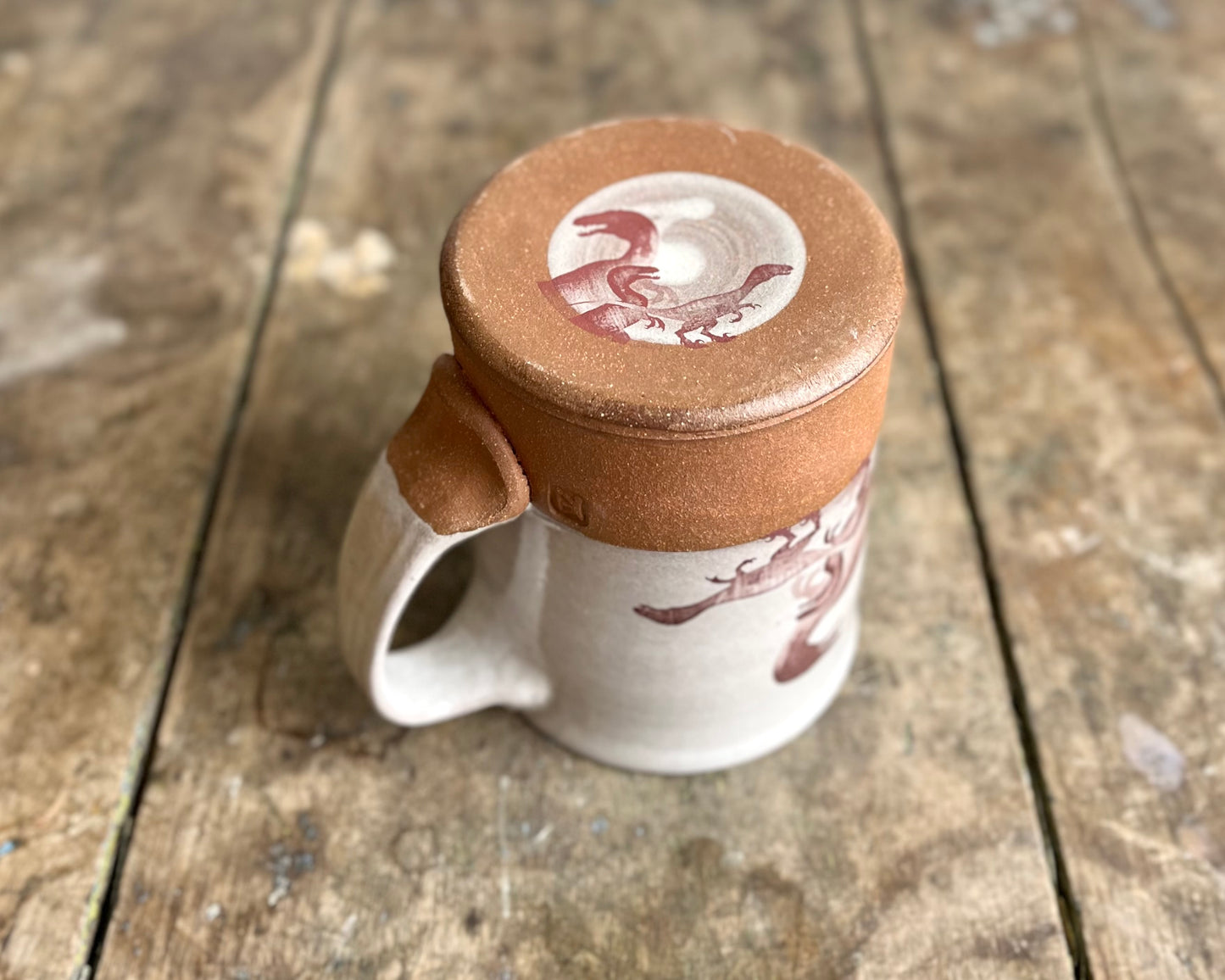 Parent/Child Velociraptor Mug - white