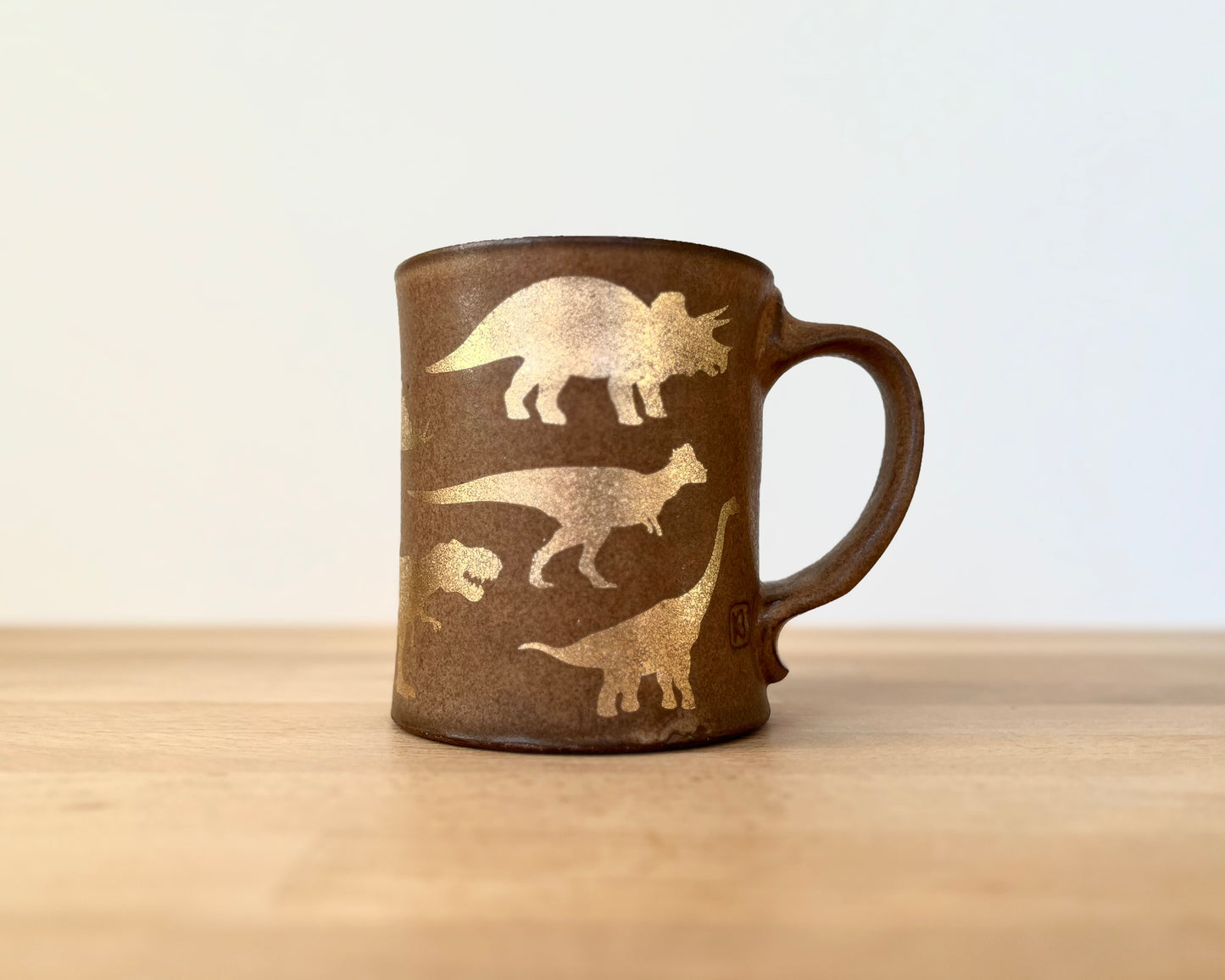 Gold Dinosaur Mug - Matte Brown