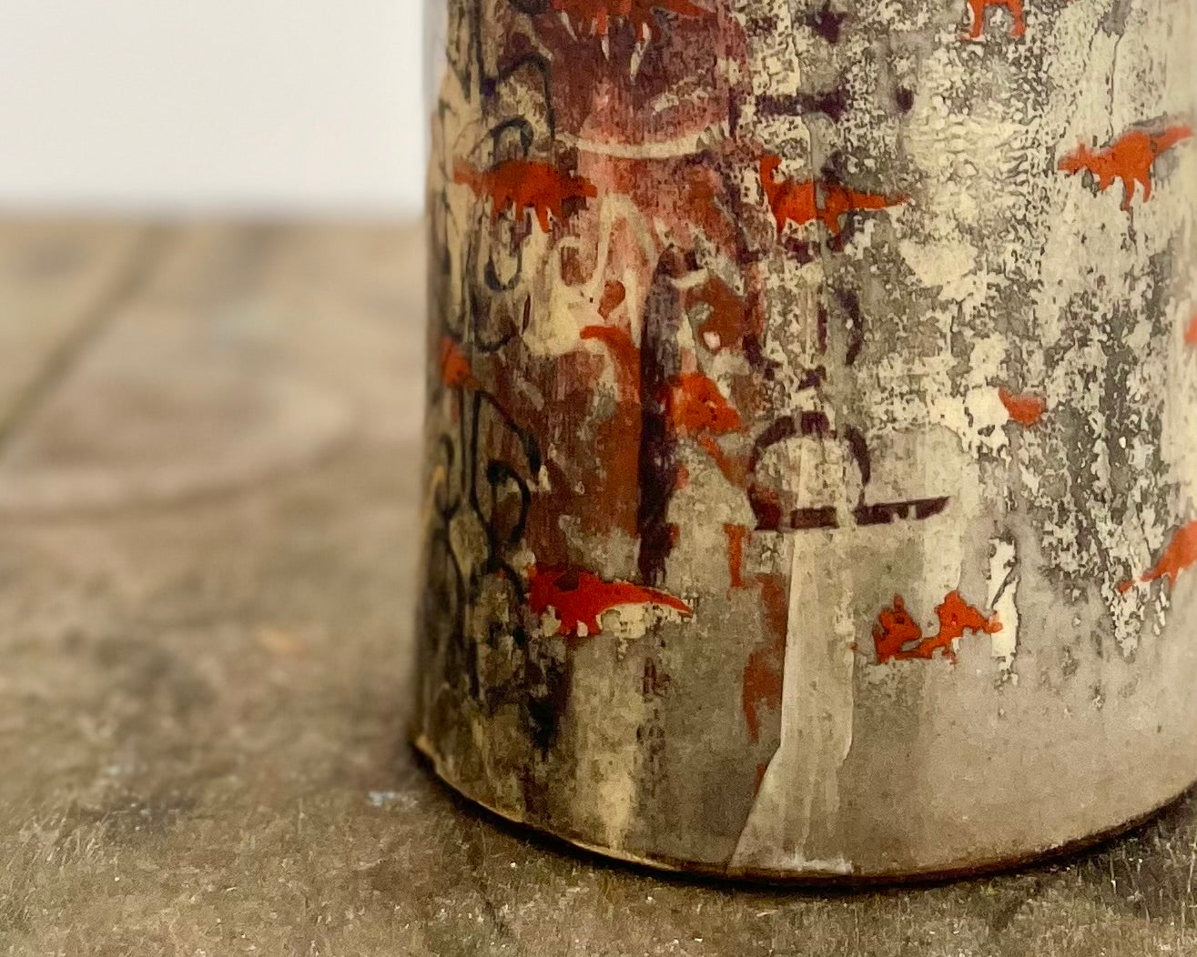 Mug with slip, gold decals and image transfer