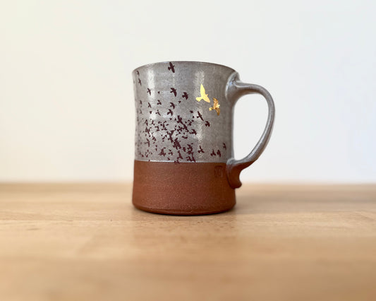 Flock of Birds Mug with two gold birds