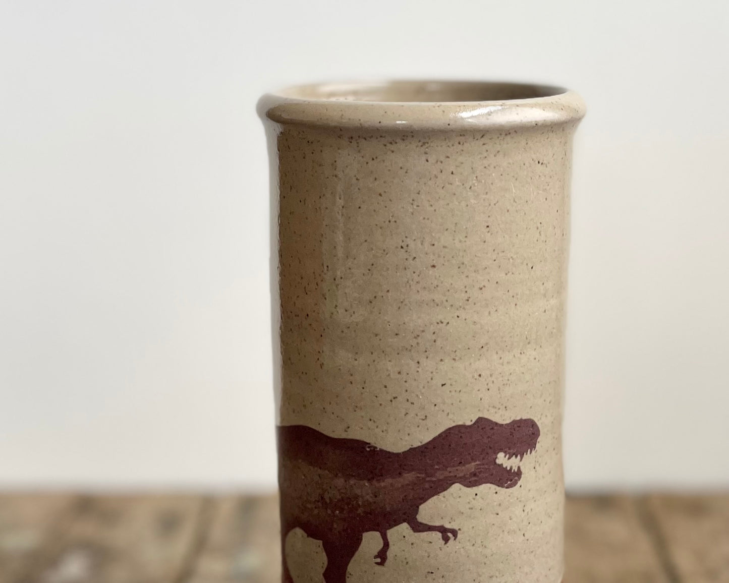 Cylindrical Vase with T-Rex- yellow