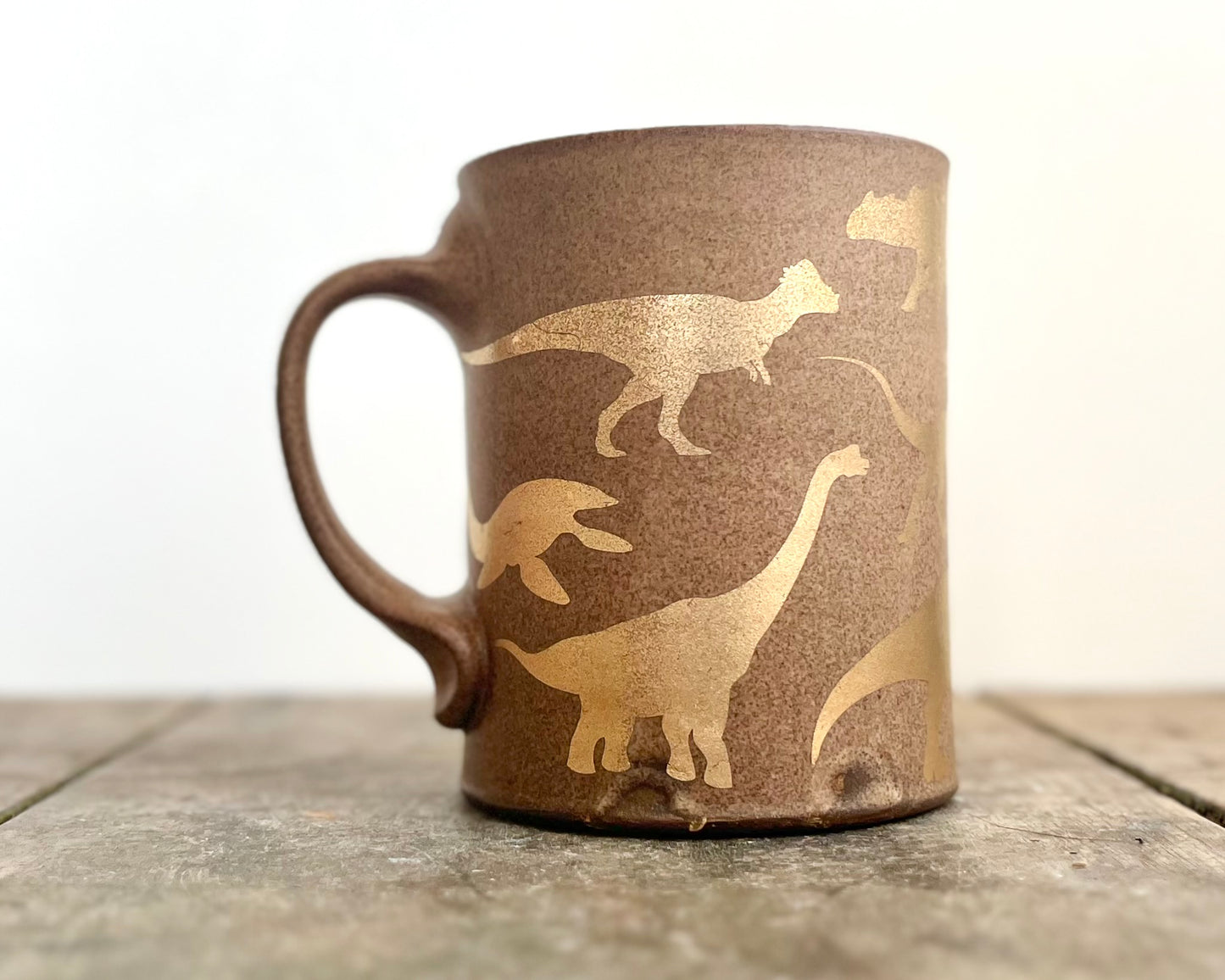Gold Dinosaur Mug - Matte Brown