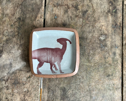 Parasaurolophus Small Squared Dish - blue