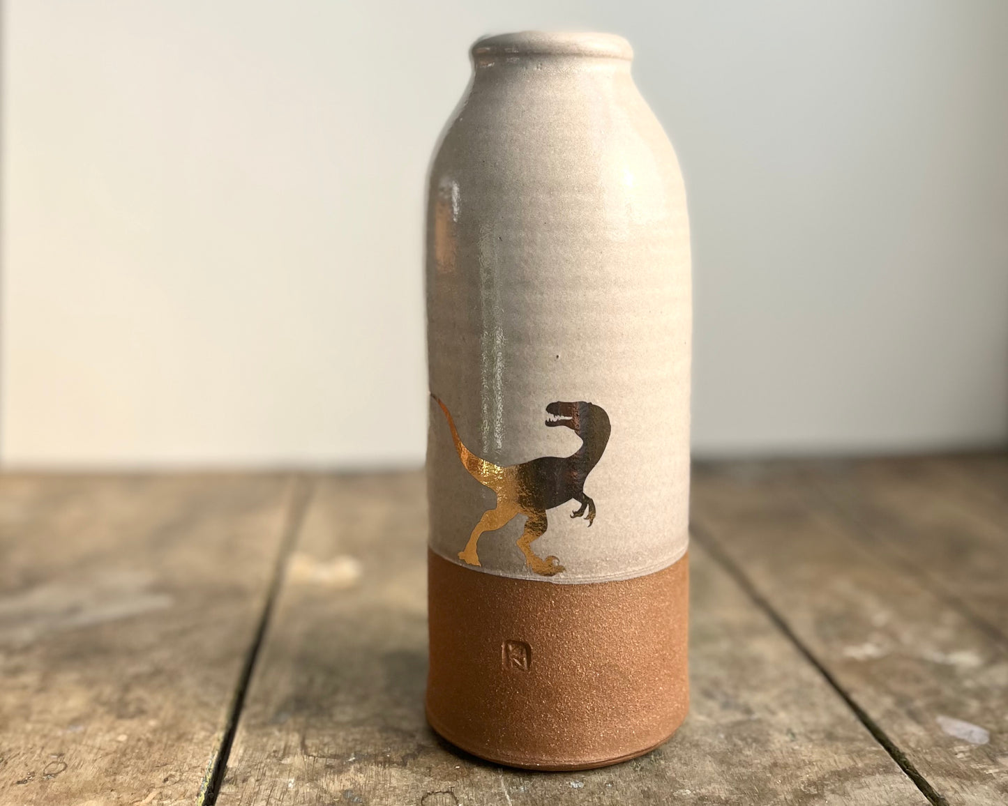 Gold Velociraptor Vase