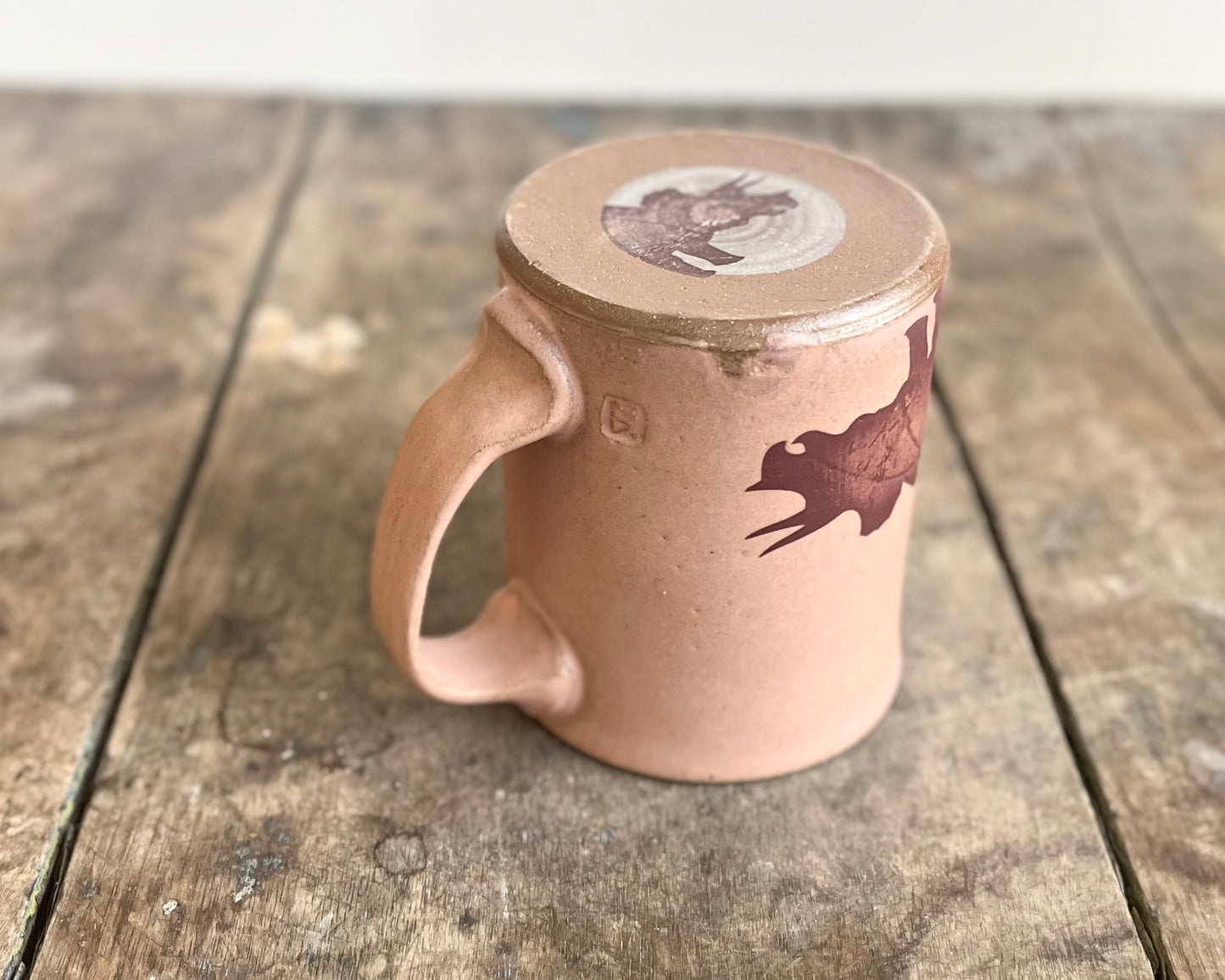 Triceratops Mug - matte pink