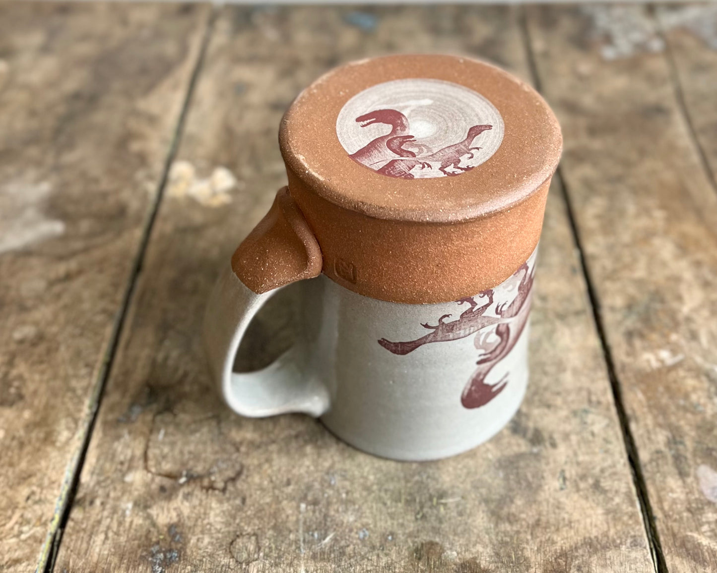 Parent/Child Velociraptor Mug - blue