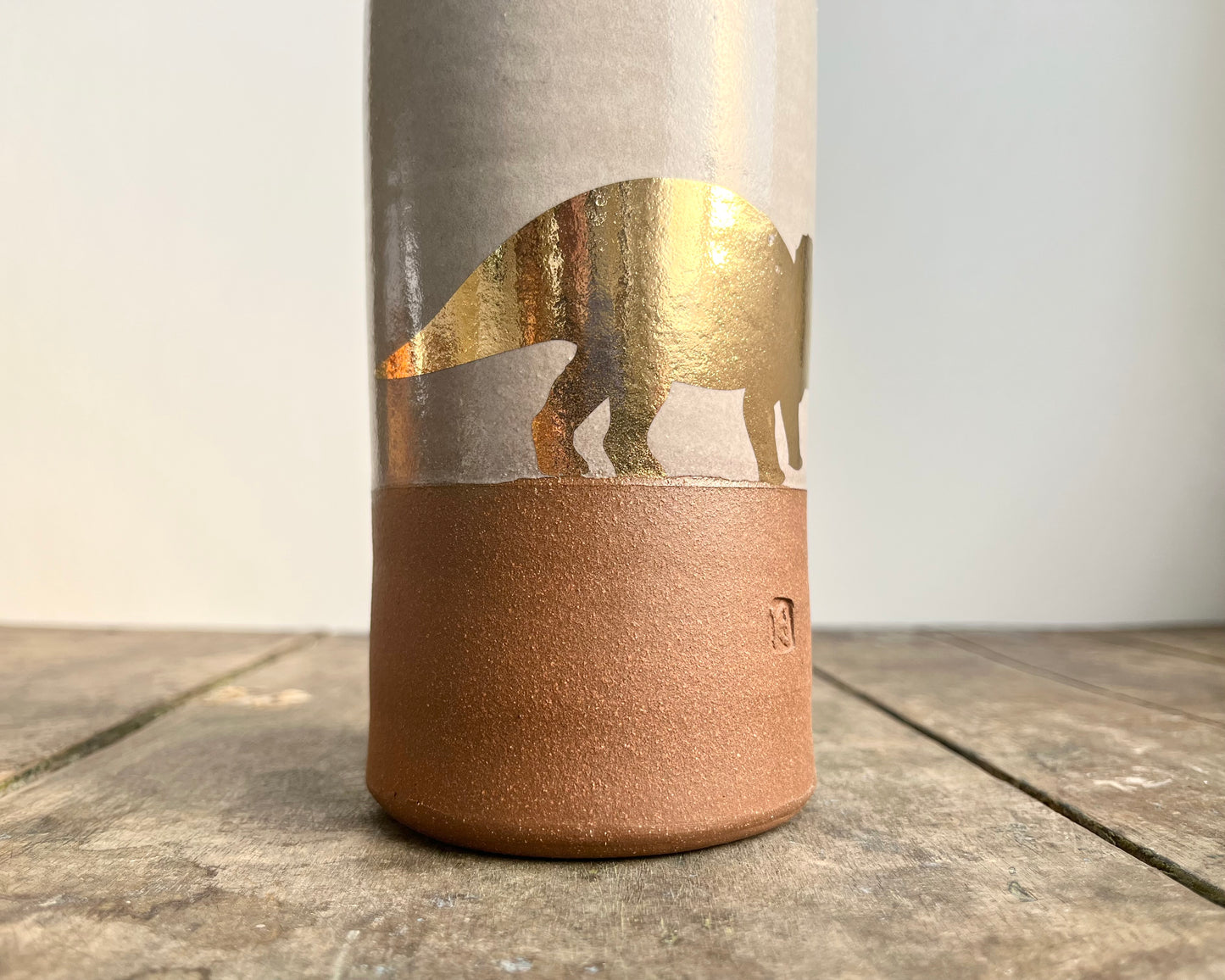 Gold Triceratops Vase