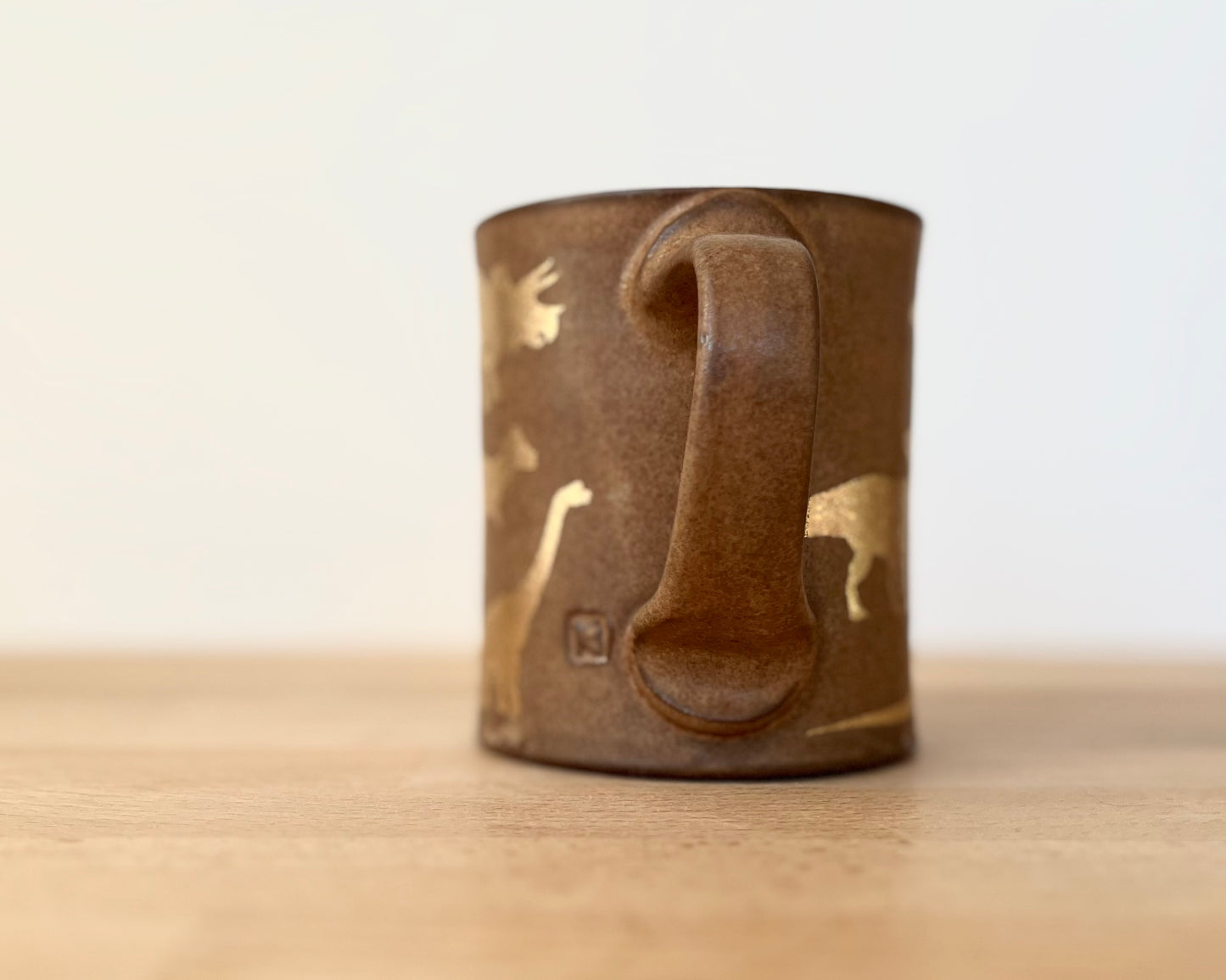 Gold Dinosaur Mug - Matte Brown