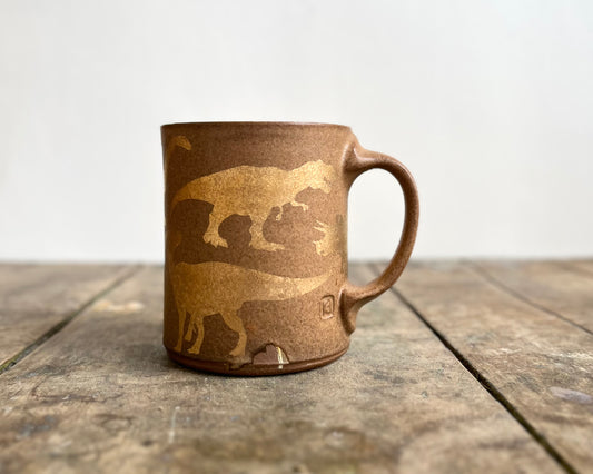 Gold Dinosaur Mug - Matte Brown