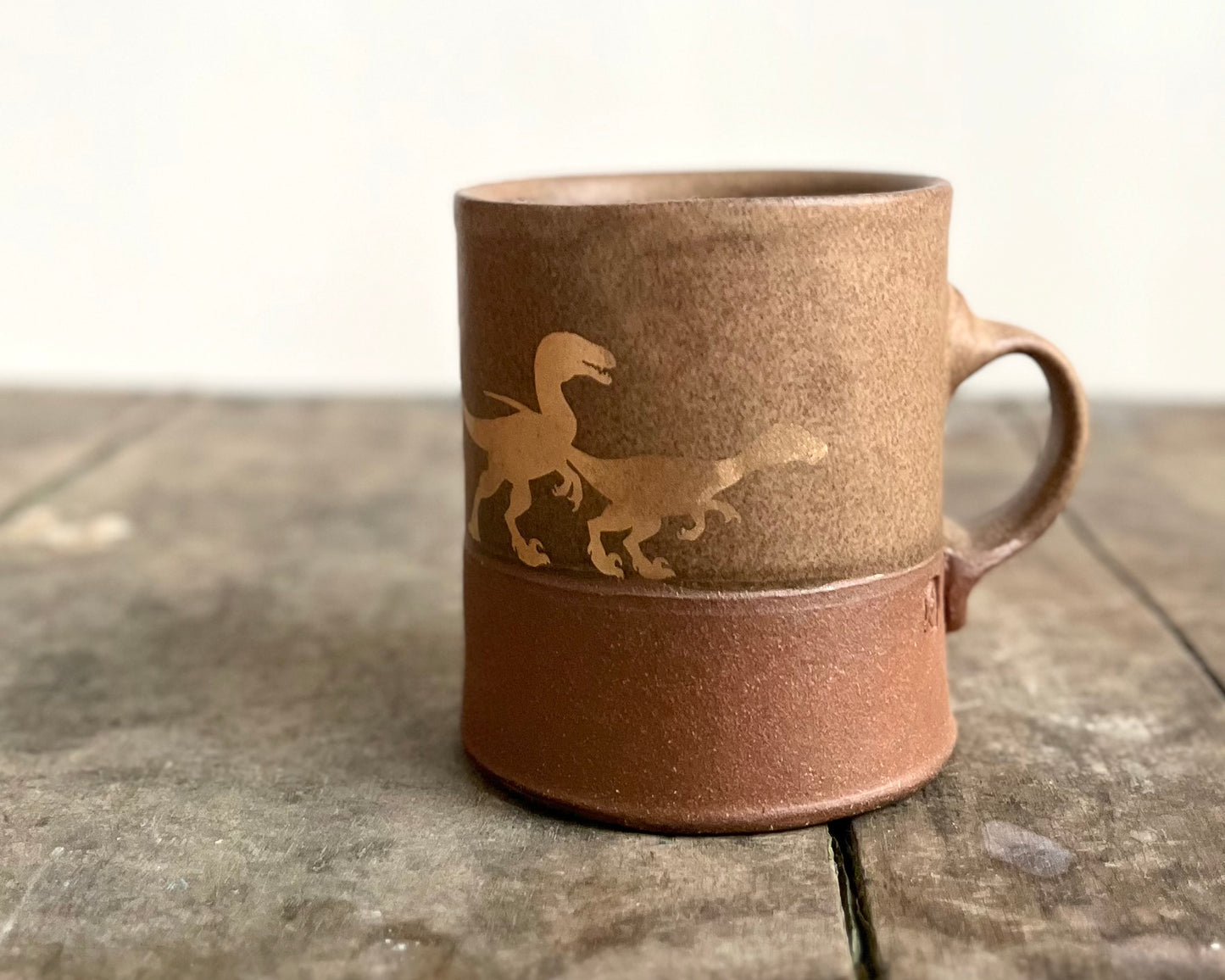 Gold Velociraptor Pack Americano Mug - brown matte