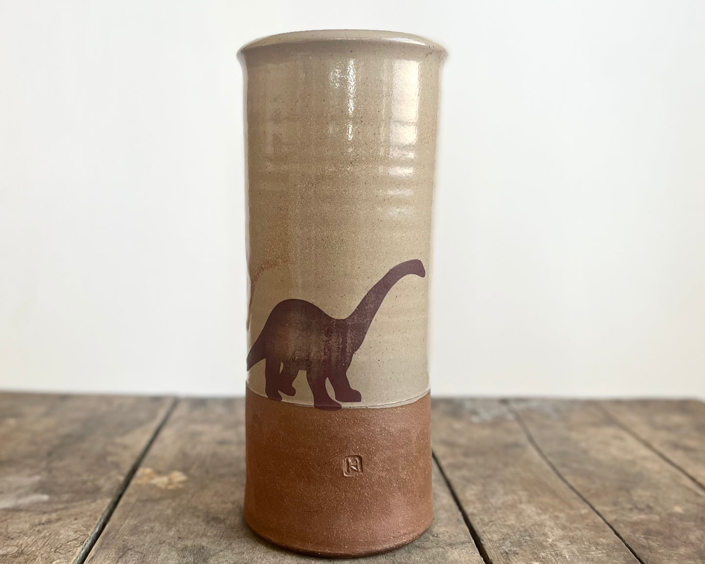 Cylindrical Vase with diplodocus