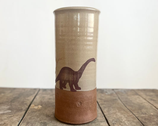 Cylindrical Vase with diplodocus