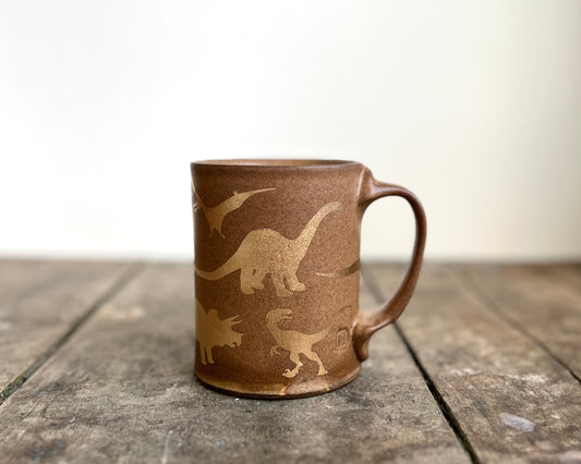 Gold Dinosaur Mug - Matte Brown