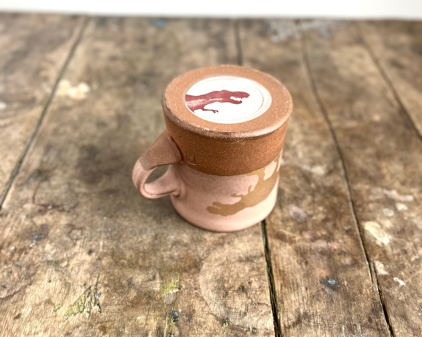 Gold T-Rex Americano Mug - pink matte