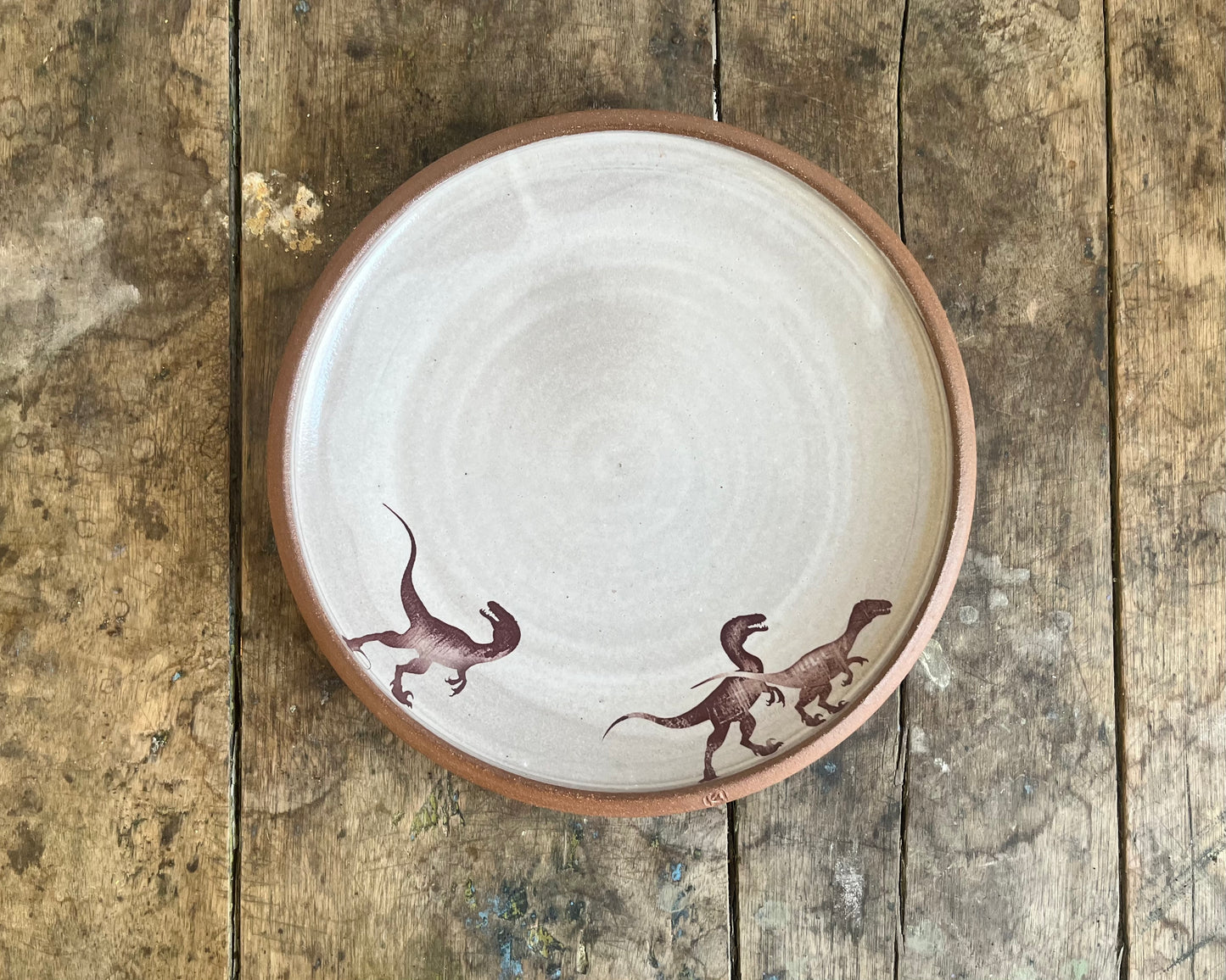 Velociraptor Pack Dinner Plate - white